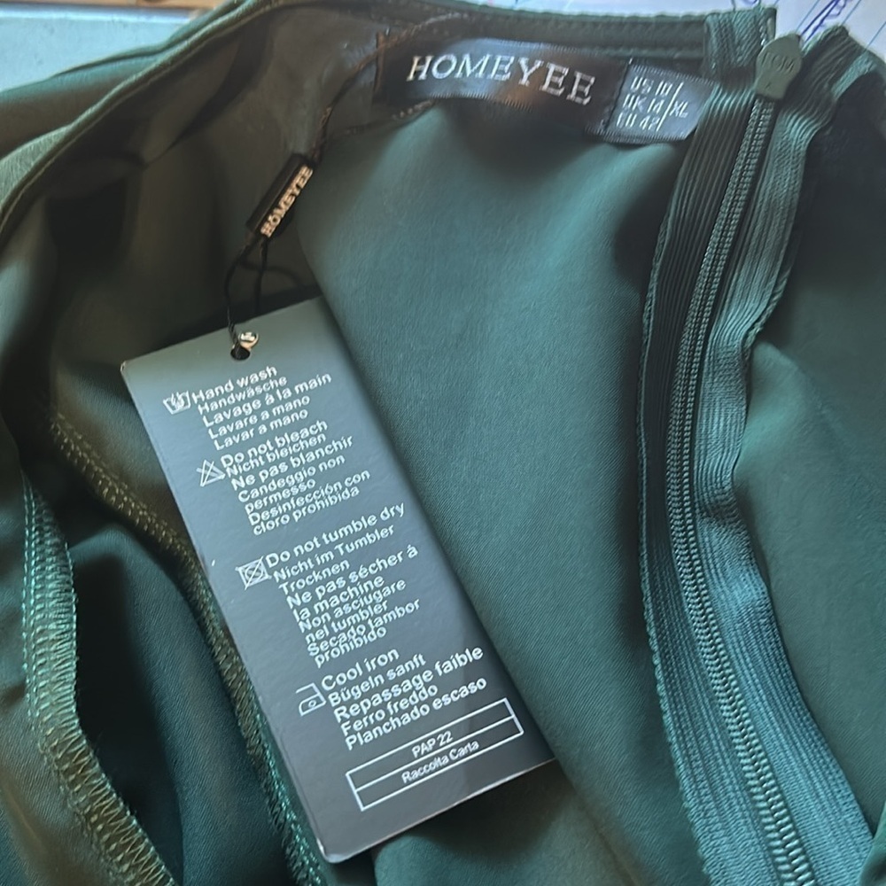 NWT HOMEYEE Dark Green Dress Size 10 XL - Picture 10 of 10